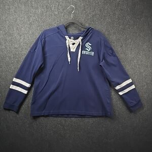 NHL Seattle Kraken Hockey Hoodie Jersey Youth XL (16-18) Navy Blue Cotton
